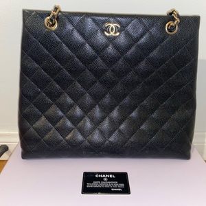 Chanel Black Caviar Tote Bag with Gold HWR
